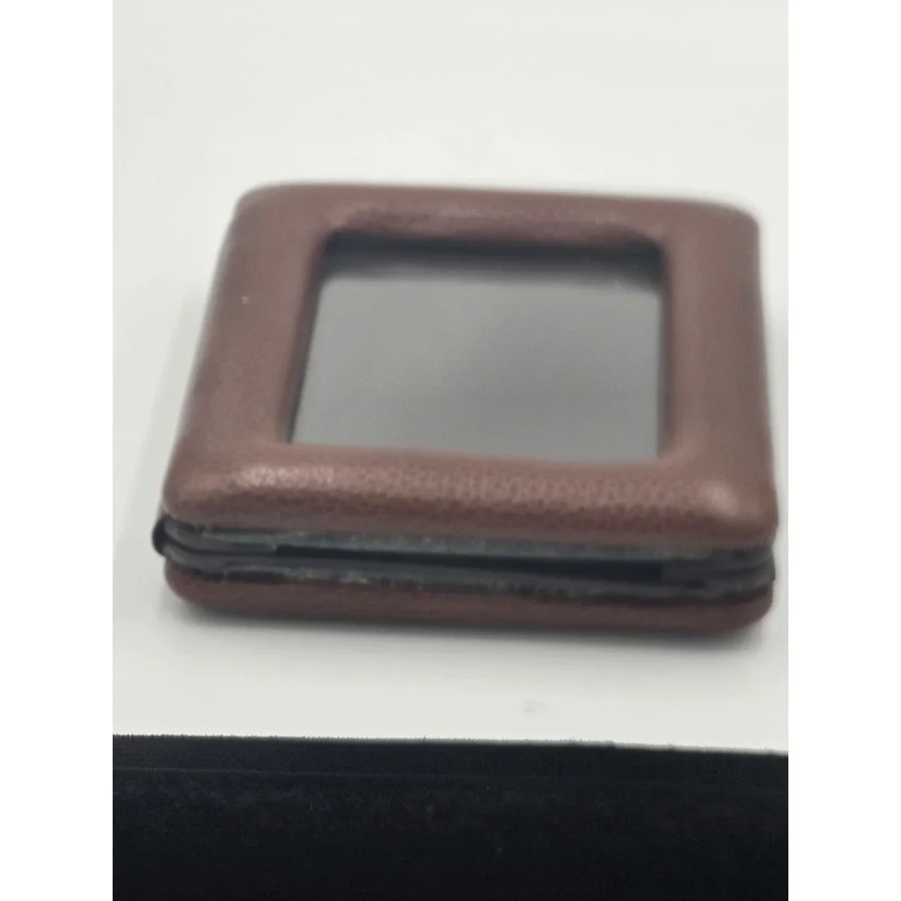 Vintage Bifold Travel Picture Frame Brown Genuine Leather Folding Photo Holder